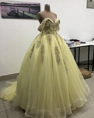 Tulle Off Shoulder Ball Gown Lace Embroidery Quinceanera Dresses