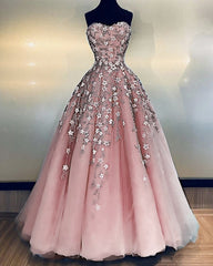 Tulle Sweetheart Prom Dresses Ball Gown 3D Flowers
