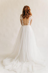 Tulle wedding dress Simple wedding dress Romantic Open back Bridal Gown TN216