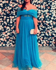 Tulle Off The Shoulder Empire Dresses