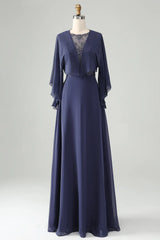 A Line Sparkly Beaded Mother of Bride Dress with Shawl
