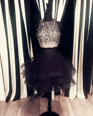 Two Piece Ruffles Ball Gown Homecoming Dresses With Ombre Sequins And Beaded