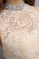 Two Piece High Neck Tulle Homecoming Dresses with Beading PG010