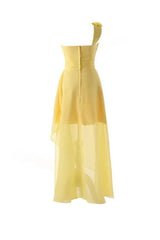 One Shoulder Flower Floor Length Chiffon Bridesmaid Dress