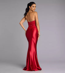 Unforgettable stretch satin strapless neckline corset back zipper mermaid and floor Prom Dresses