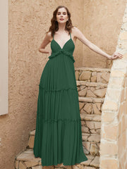 Empire Chiffon Tiered Skirt Max Bohemian Dresses-Dark Green