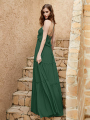 Empire Chiffon Tiered Skirt Max Bohemian Dresses-Dark Green