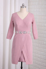 Elegant V-neck satin backless set with beaded bride Mother Of The Bride