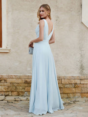 V Neckline Chiffon Bridesmaid Dresses Mist
