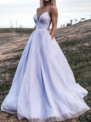 V Neck Backless Purple Long Prom Dresses, Open Back Purple Long Formal Evening Dresses