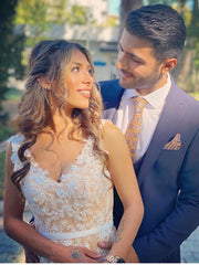 V Neck Champagne Lace Prom Bridesmaid Dresses, Champagne Lace Formal Evening Dresses
