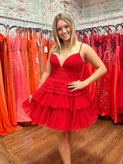 V Neck Short Blue Red Prom Dresses, Short Blue Red V Neck Formal Graduation Dresses
