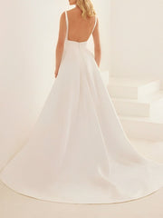 A-Line/Princess V-Neck Floor-Length Wedding Dress Sexy