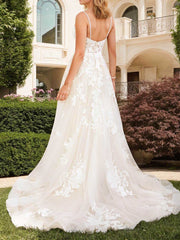 A-Line/Princess V-Neck Floor-Length Wedding Dress Sexy