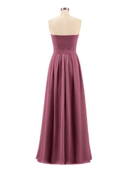 Chiffon Strapless Bridesmaid Gown with Sash-Mulberry