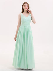 Lace and Chiffon Dresses with Open Back-Mint Green