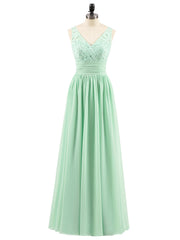 Lace and Chiffon Dresses with Open Back-Mint Green