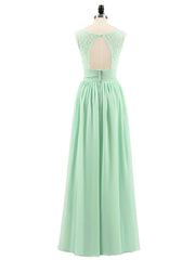 Lace and Chiffon Dresses with Open Back-Mint Green
