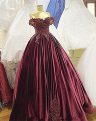 Velvet Ball Gown Wedding Dress Lace Embroidery Off The Shoulder