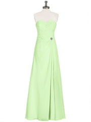 Strapless Sweetheart Neck Dress with Slit-Sage