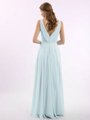 V Neckline Chiffon Bridesmaid Dresses Mist