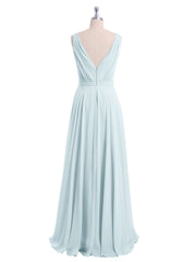 V Neckline Chiffon Bridesmaid Dresses Mist