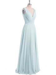 V Neckline Chiffon Bridesmaid Dresses Mist
