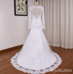 Vintage Africa Mermaid Long Sleeve Wedding Dresses Lace Beading