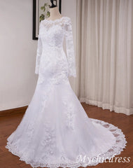 Vintage Africa Mermaid Long Sleeve Wedding Dresses Lace Beading