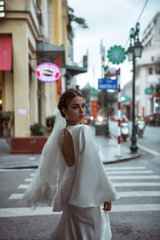 Vintage Wedding Dress Deep V Neck Butterfly Hand Dress Handmade Wedding Dress Bridal Gown Ivory Wedding Dress Long Sleeves