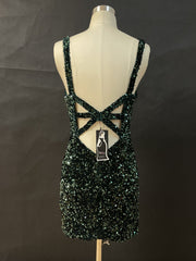 Glitter Tight V-Neck Lavender Sequined Homecoming Dress