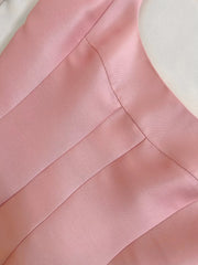 Vintage A line Square Neck Pink Long Evening Party Gowns Evening Formal Dresses Prom Dress W826