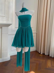 Pretty A line Strapless Chiffon Blue Summer 16th Birthday Dresses For Teens Hoco Dress Mini 18th Birthday Outfit Cocktail Dresses For Women W916