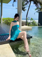 Pretty A line Strapless Chiffon Blue Summer 16th Birthday Dresses For Teens Hoco Dress Mini 18th Birthday Outfit Cocktail Dresses For Women W916