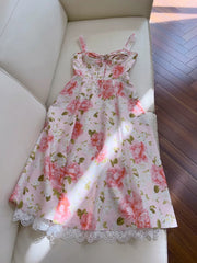 Elegant A line Straps Floral Pink Chiffon Sleeveless Long Evening Party Gowns Evening Formal Dresses Prom Dress W946