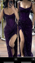 Classy Mermaid Strapless Purple Girls Sequin Grape Sequin Long Prom Dresses Party Dress Birthday Outfits Graduation Dresses W992