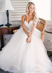 A Line Sweetheart Neck  Ivory Wedding Dress with Sash, Sweetheart Neck Formal Dresses, Prom Dresses