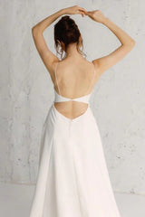 Weitese Prom Dress In Store Spaghetti Straps Eternal Happiness A-line Backless Wedding Dress With Long Train Dress For Wedding