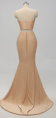 Elegant A-Line Sexy V Neck Gold Long Modest Side-Slit Bridesmaid Dress