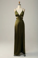 Spaghetti Straps V Neck Bridesmaid Dress