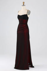 Sheath Spaghetti Straps Floor Length Bridesmaid Dress