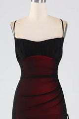 Sheath Spaghetti Straps Floor Length Bridesmaid Dress