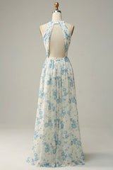 Floral Boho Long Chiffon Bridesmaid Dress