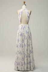 Floral Boho Long Chiffon Bridesmaid Dress