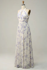 Floral Boho Long Chiffon Bridesmaid Dress