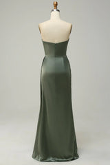 Strapless Long Bridesmaid Dress With Slit