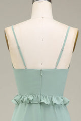 A-Line V-Neck Chiffon Bridesmaid Dress With Ruffles