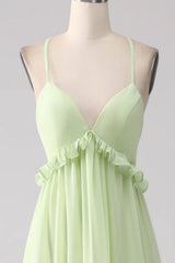 Ruffles A Line Bridesmaid Dress With Lace-Up Back