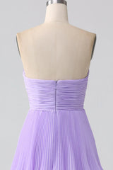 A-Line Sweetheart Tiered Chiffon Long Bridesmaid Dress With Pleated