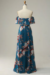 Floral Boho Chiffon Long Bridesmaid Dress